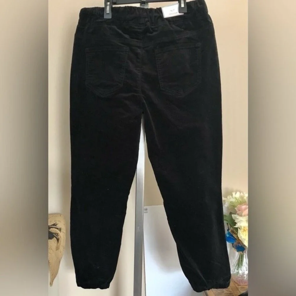 TINSELTOWN, JUNIOR'S VELVET BLACK DRAWSTRING JOGGER PANTS SIZE M HIGH RISE